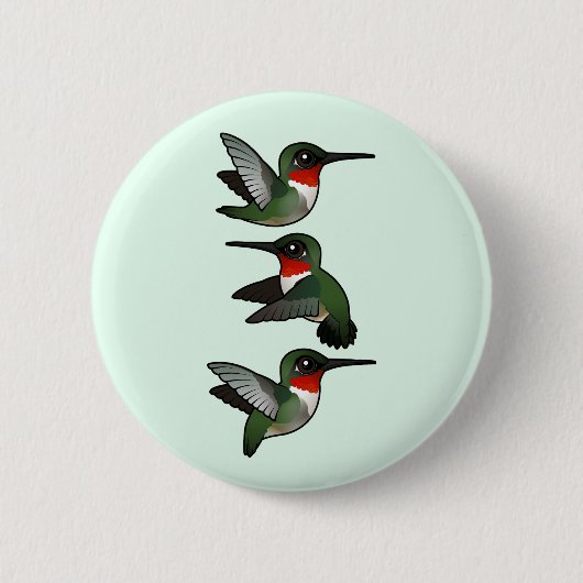 Flying Ruby-throated Hummingbird Ronde Button 5,7 Cm (Voorkant)