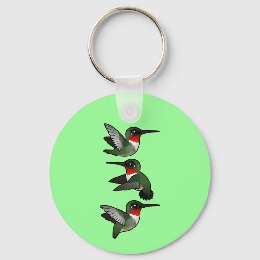 Flying Ruby-throated Hummingbird Sleutelhanger (Voorkant)