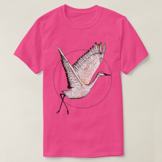 Flying Sandhill Crane Illustration Crane Bird Draw T-shirt (Design voorkant)