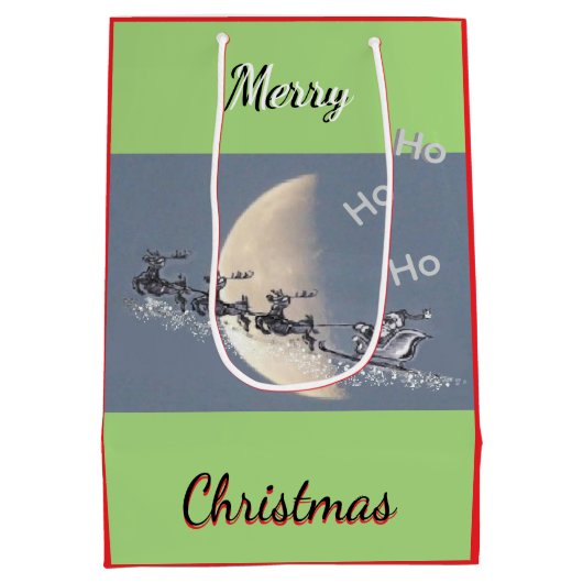 Flying Santa Christmas Gift Bag Medium Cadeauzakje (Achterkant)