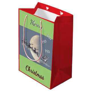 Flying Santa Christmas Gift Bag Medium Cadeauzakje