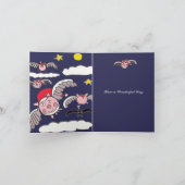 Flying Santa Pig Kaart (Binnen)