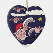 Flying Santa Pig Keramisch Ornament (Rechts)