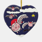 Flying Santa Pig Keramisch Ornament (Voorkant)