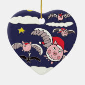 Flying Santa Pig Keramisch Ornament (Achterkant)