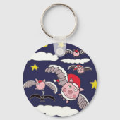 Flying Santa Pig  Sleutelhanger (Voorkant)