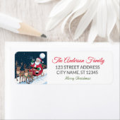 Flying Santa Sleigh Reindeer Retour Adreslabels Etiket (Insitu)