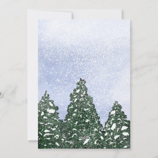 Flying Santa Snowy Winter Trees Painted Kerstmis Feestdagenkaart (Achterkant)