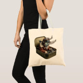 Flying Sardine Pilot Retro Fish Art Funny Quirky Tote Bag (Voorkant (product))