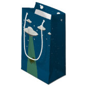 Flying Saucer Alien Koe Ontvoering Klein Cadeauzakje (Voorkant Gekanteld)