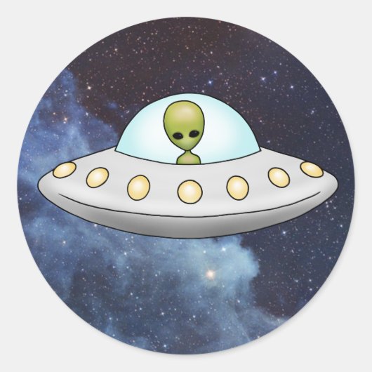 Flying Saucer Alien UFO-sticker Ronde Sticker (Voorkant)