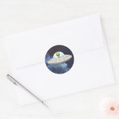 Flying Saucer Alien UFO-sticker Ronde Sticker (Envelop)
