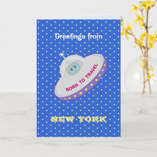 Flying Saucer Groeten Kaart (Gele Bloem)