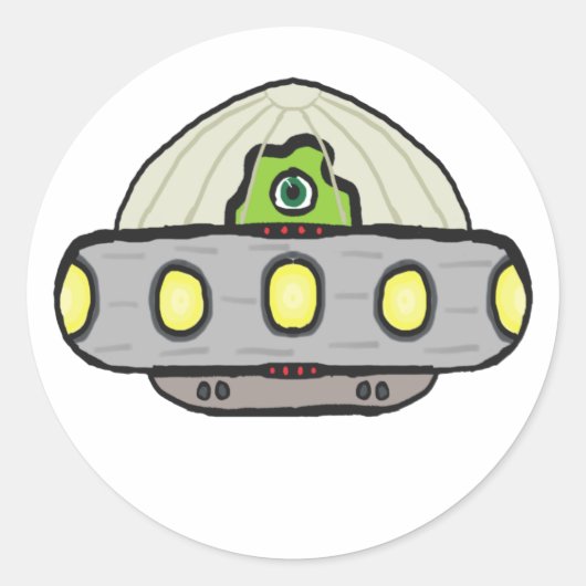 Flying Saucer Ronde Sticker (Voorkant)
