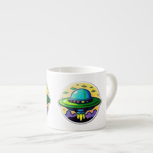 Flying Saucer Sticker Art Espresso Mok (Voorkant rechts)