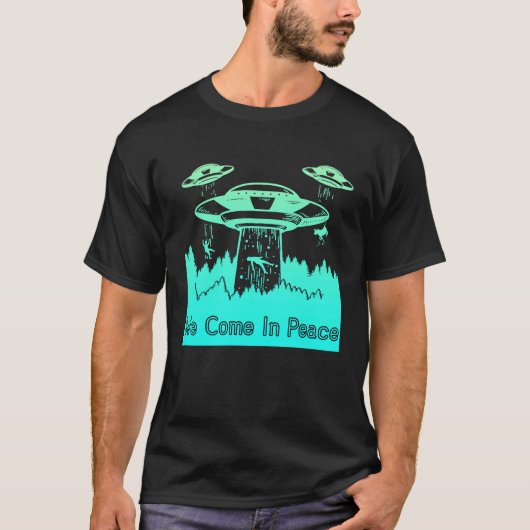 Flying Saucer UFO Astronauts zijn Aliens T-shirt (Voorkant)