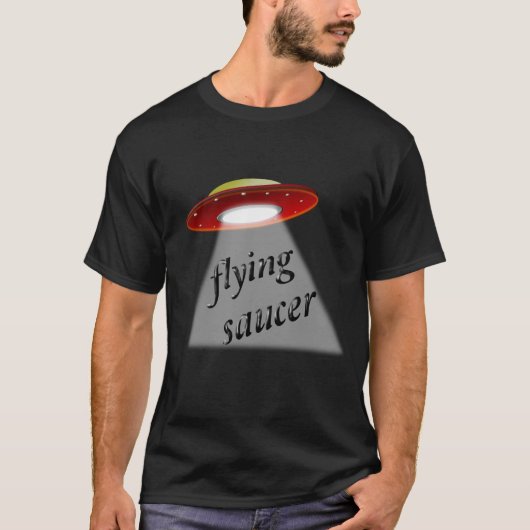 Flying saucer UFO flying saucer with alien familiy T-shirt (Voorkant)
