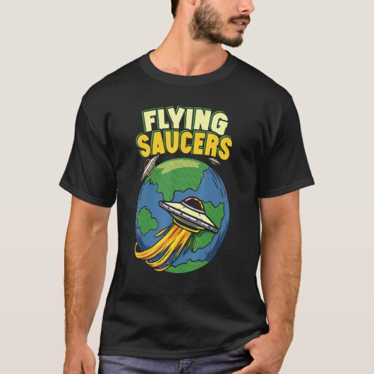 Flying Saucers UfF Abduction Extraterrestrial Beli T-shirt (Voorkant)