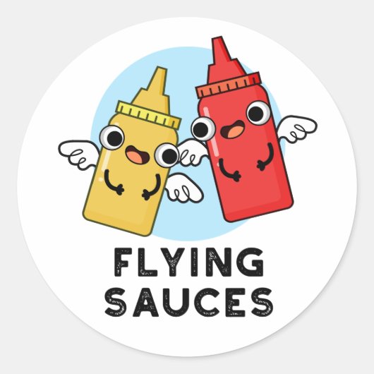Flying Sauces Funny Food Pun Ronde Sticker (Voorkant)