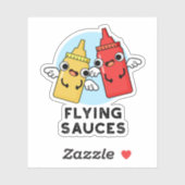Flying Sauces Funny Food Pun Sticker (Vel)