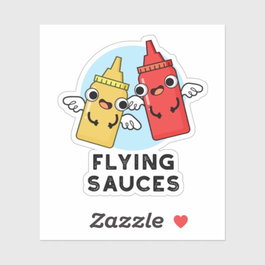 Flying Sauces Funny Food Pun Sticker (Vel)