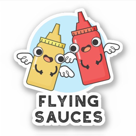 Flying Sauces Funny Food Pun Sticker (Voorkant)