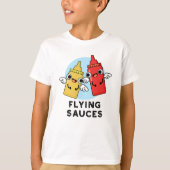 Flying Sauces Funny Food Pun T-shirt (Voorkant)