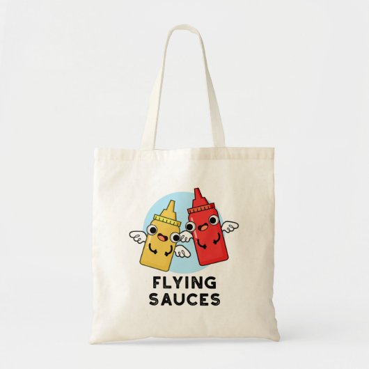Flying Sauces Funny Food Pun Tote Bag (Voorkant)