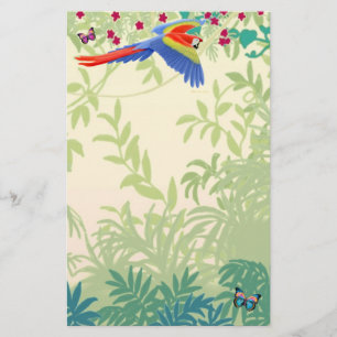 Flying Scarlet Macaw in Rainforest Stationery Briefpapier