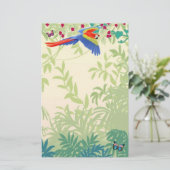 Flying Scarlet Macaw in Rainforest Stationery Briefpapier (Staand voorkant)