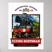 Flying Scotsman 4472 Steam Locomotive Retro Poster (Voorkant)