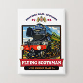 Flying Scotsman 4472 Steam Locomotive Retro Poster Button (Voorkant)