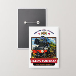 Flying Scotsman 4472 Steam Locomotive Retro Poster Button