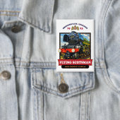 Flying Scotsman 4472 Steam Locomotive Retro Poster Button (Insitu)