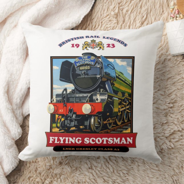Flying Scotsman 4472 Stoomlocomotief Retro Poster Kussen (Deken)
