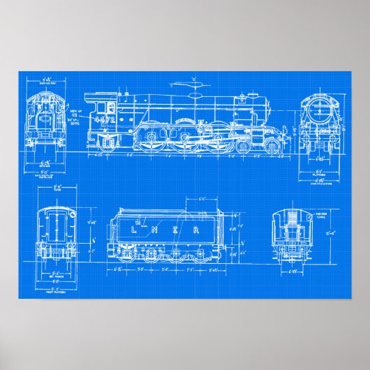 Flying Scotsman Blue Print (Voorkant)