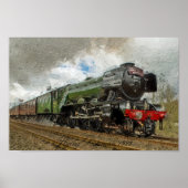 Flying Scotsman oil Paintedl illustration Poster (Voorkant)