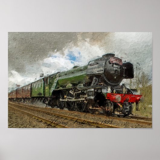 Flying Scotsman oil Paintedl illustration Poster (Voorkant)
