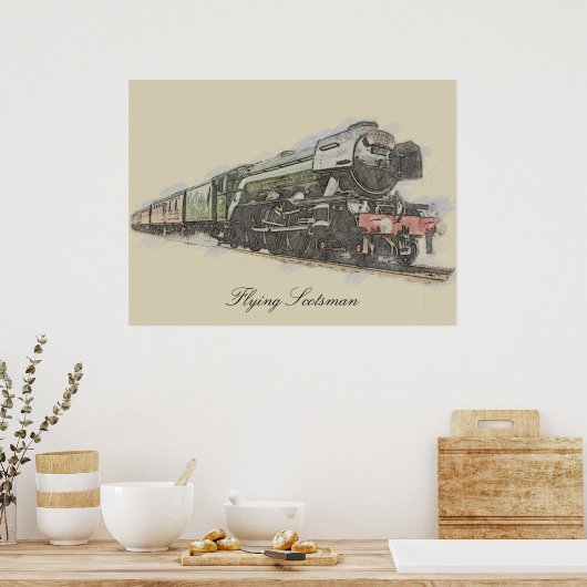 Flying Scotsman Pencil illustration Poster (Keuken)