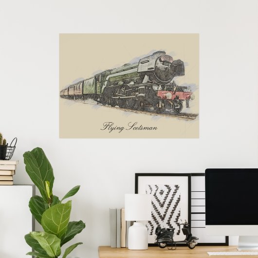 Flying Scotsman Pencil illustration Poster (Thuiskantoor)