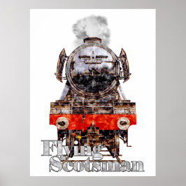 Flying Scotsman – Steam Locomotive Illustration Poster
