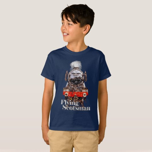 Flying Scotsman – Steam Locomotive Illustration T-shirt (Voorkant volledig)