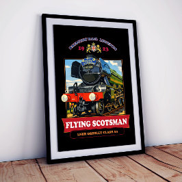 Flying Scotsman Steam Locomotive Vintage Poster