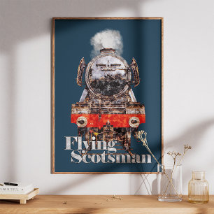 Flying Scotsman – Stoomlocomotief Illustratie Foto Afdruk