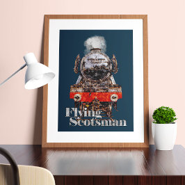 Flying Scotsman – Stoomlocomotief Illustratie Poster