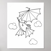 Flying Ship Kleurplaat Poster (Voorkant)