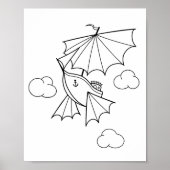 Flying Ship Kleurplaat Poster (Voorkant)