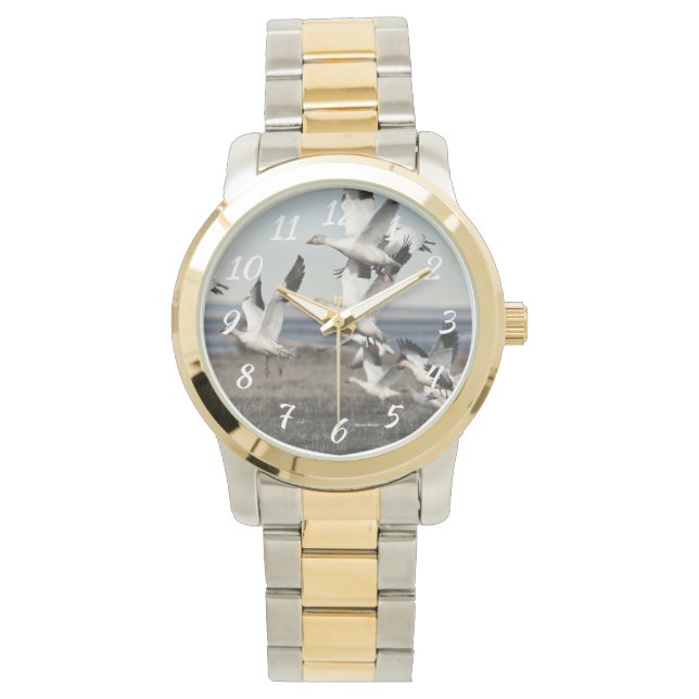 Flying Snow Geese Horloge (Voorkant)