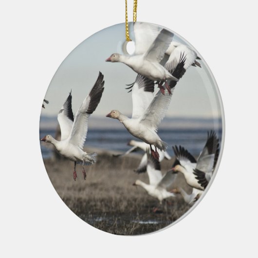 Flying Snow Geese Keramisch Ornament (Links)