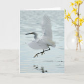 Flying Snowy Egret Kaart (Gele Bloem)